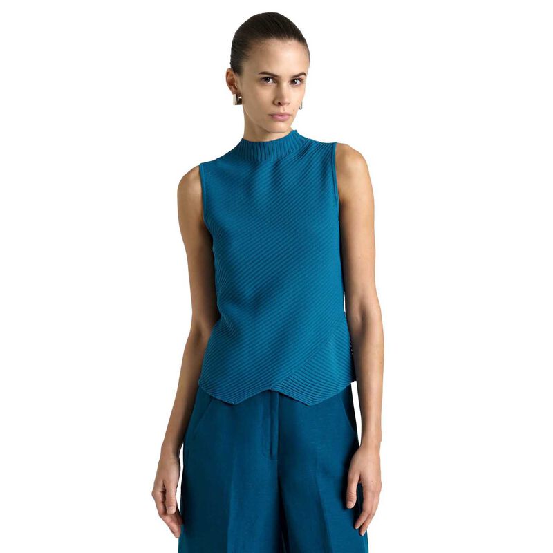 Cue Teal Diagonal Ribbed Knit Tank image number 0